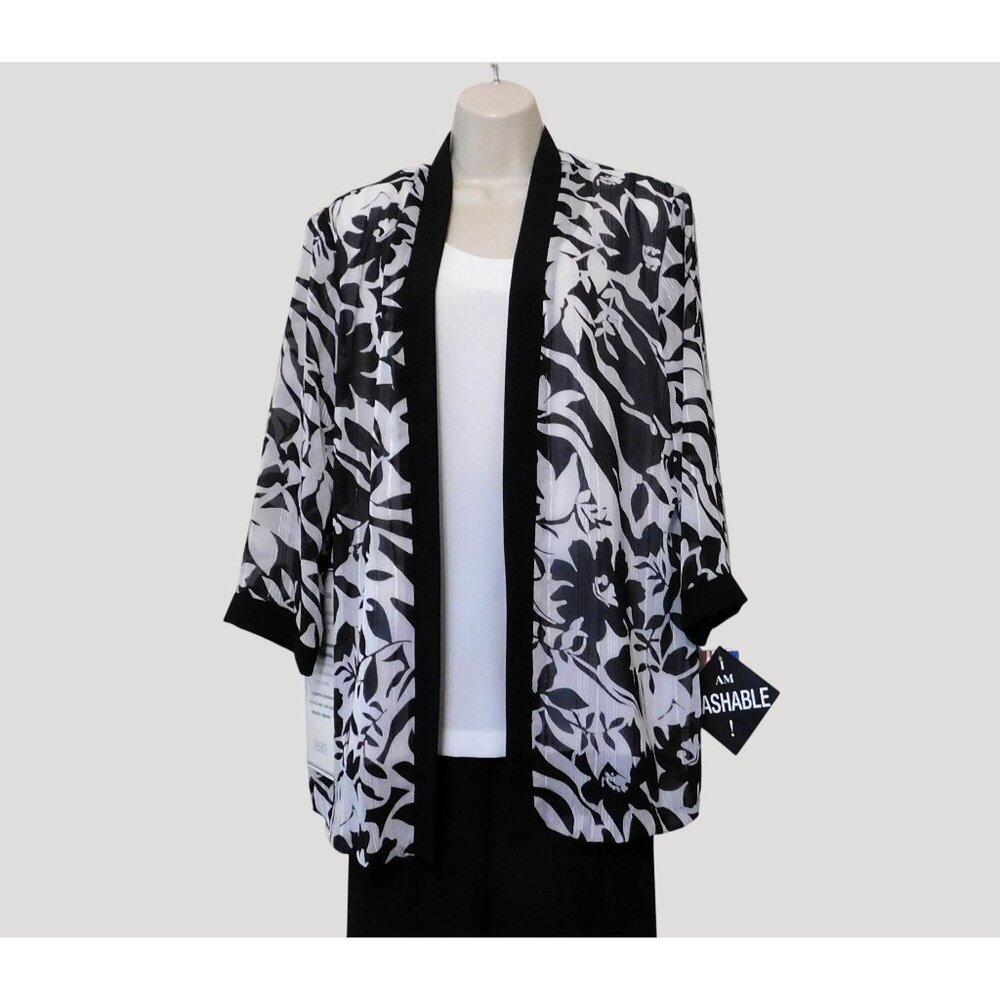 Kathy Roberts 2-Piece Set Women’s 14 Black White Jacket Pants Polyester - Picture 4 of 16